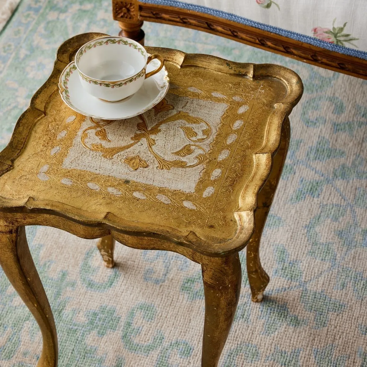 1960's Florentine Hand Painted Nesting Tables - Set of 3