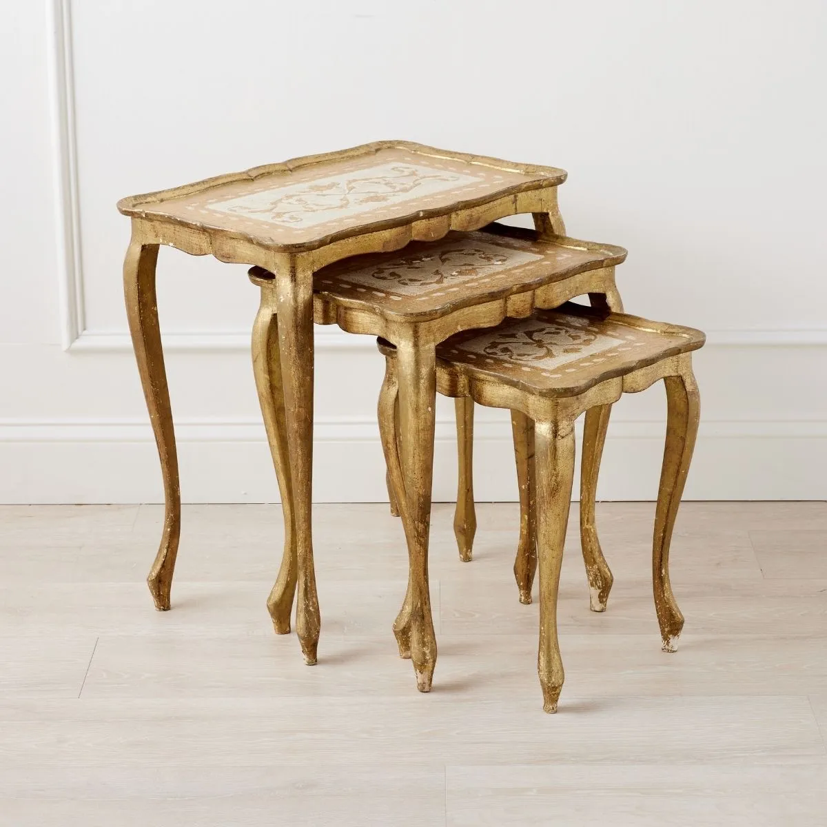 1960's Florentine Hand Painted Nesting Tables - Set of 3