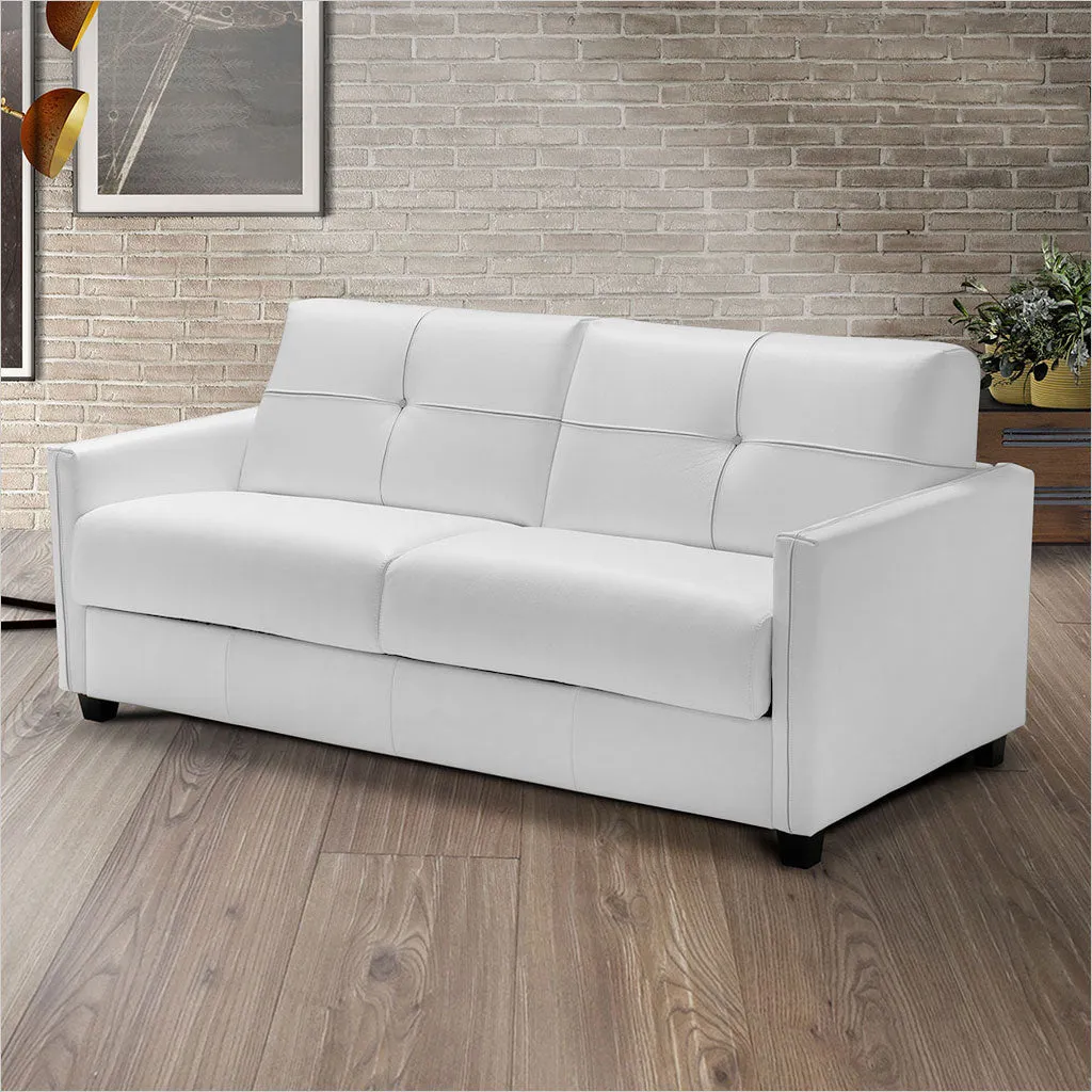 Luxurious Abra White Leather Sleeper Sofa - Modern Convertible Sofa Bed