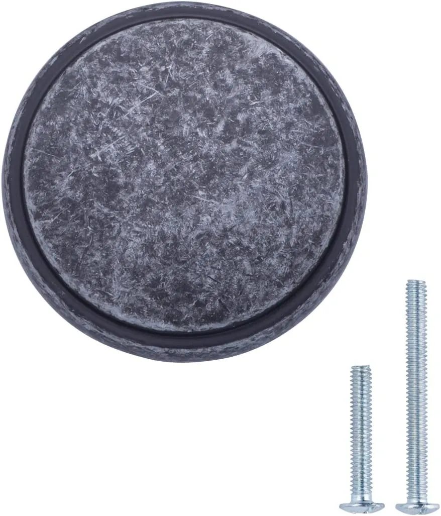 AmazonBasics Modern Wide Top Ring Cabinet Knob 1.52in Diameter Antique Silver 10Pack
