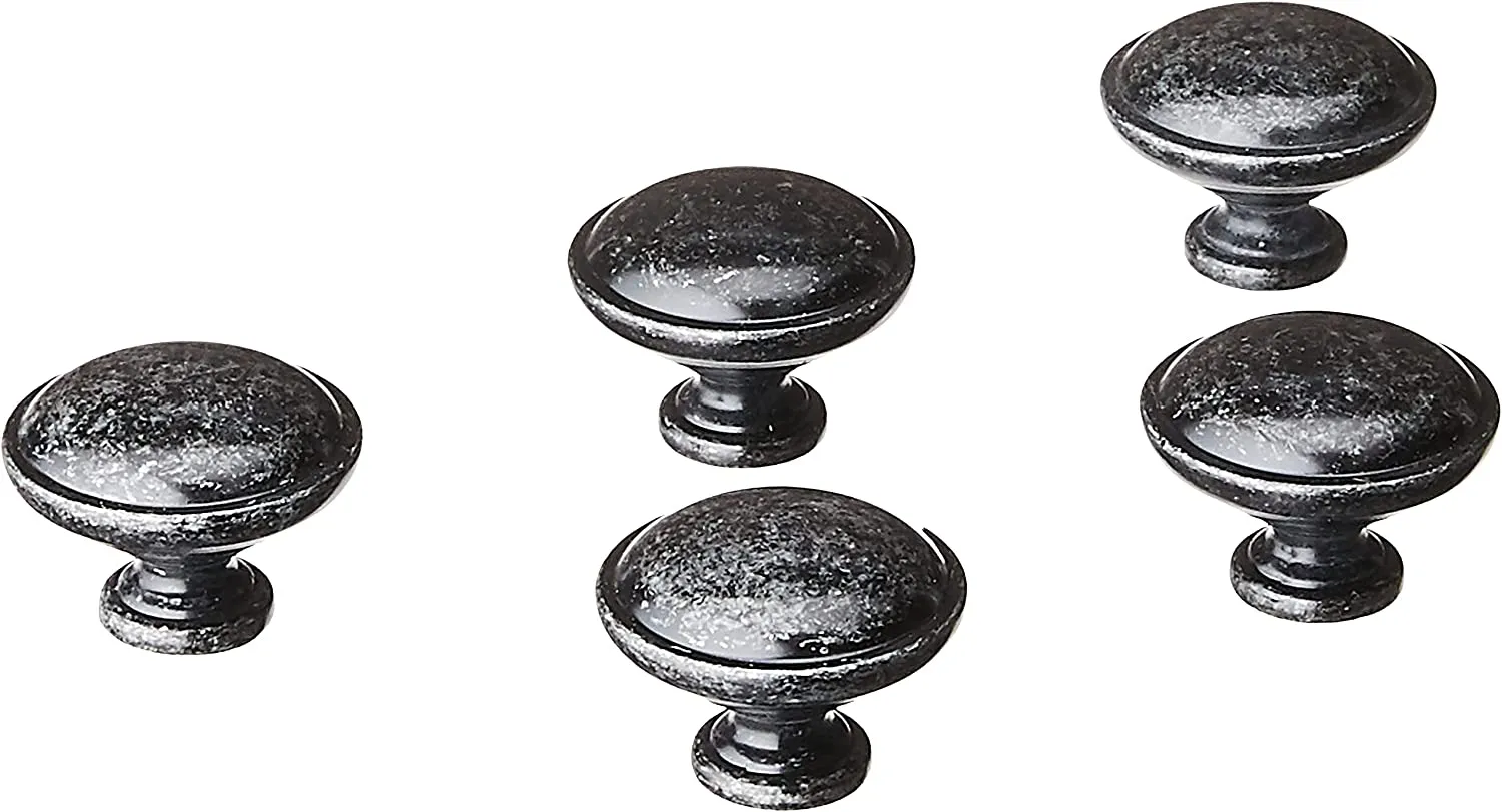 AmazonBasics Mushroom Cabinet Knob 1.19in Diameter Antique Silver 25Pack