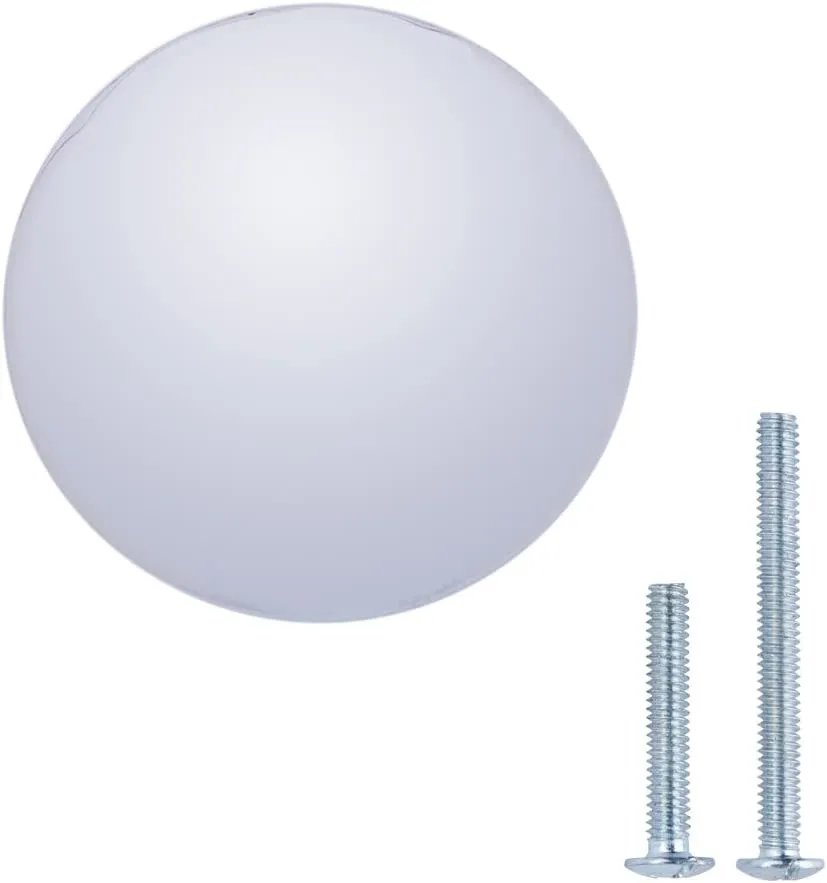 AmazonBasics Round Cabinet Knob 1.18in Diameter Polished Chrome 10Pack
