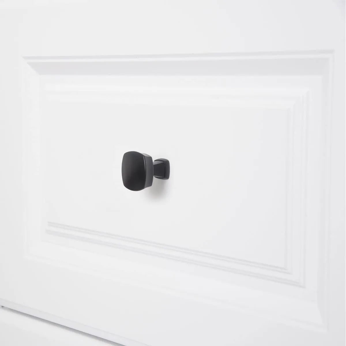 AmazonBasics Rounded Square Cabinet Knob 1.26in Diameter Flat Black 10Pack