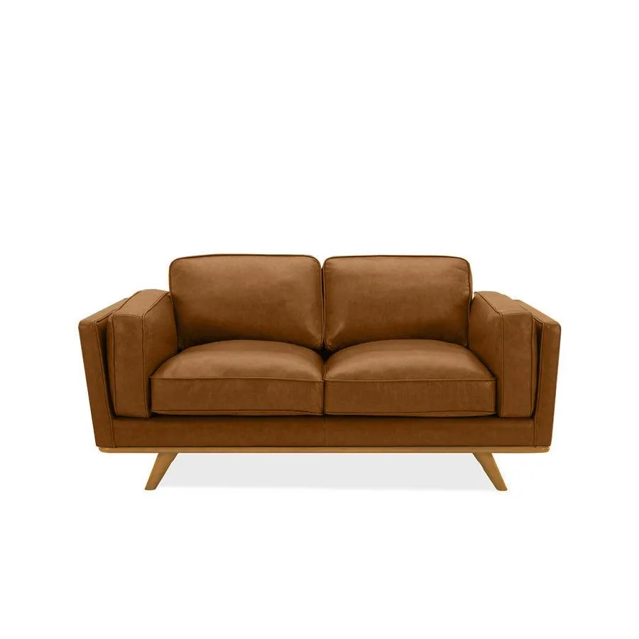 Aria leather 2 seat sofa in matisse caramel