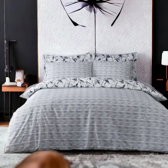 Blue & White Leaf Print Duvet Cover Set