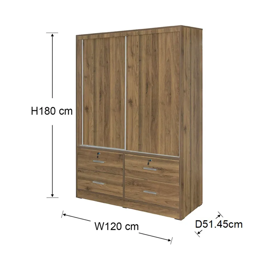 Modern 120 cm Sliding Wardrobe by Brendle - Sleek Design, Space-Saving Organizer