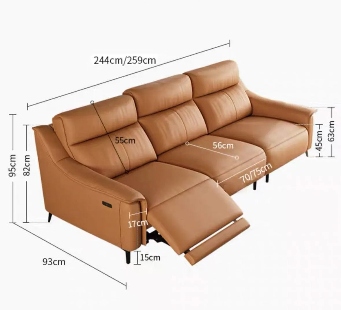 Bridgett Leather Recliner Sofa