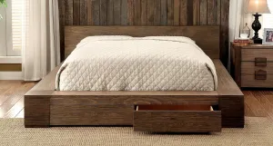 California King Size Bed Natural Tone Bedroom Furniture 1pc Low profile Bedframe w Drawers FB Mattress Ready