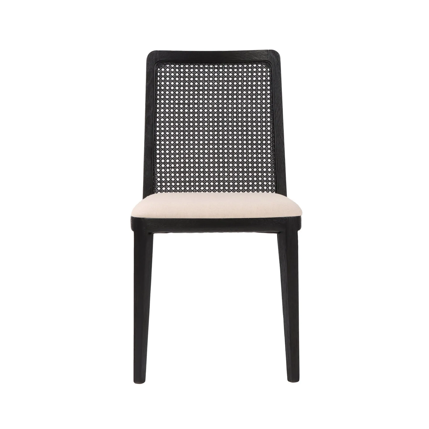 Cane Dining Chair - Black/Linen