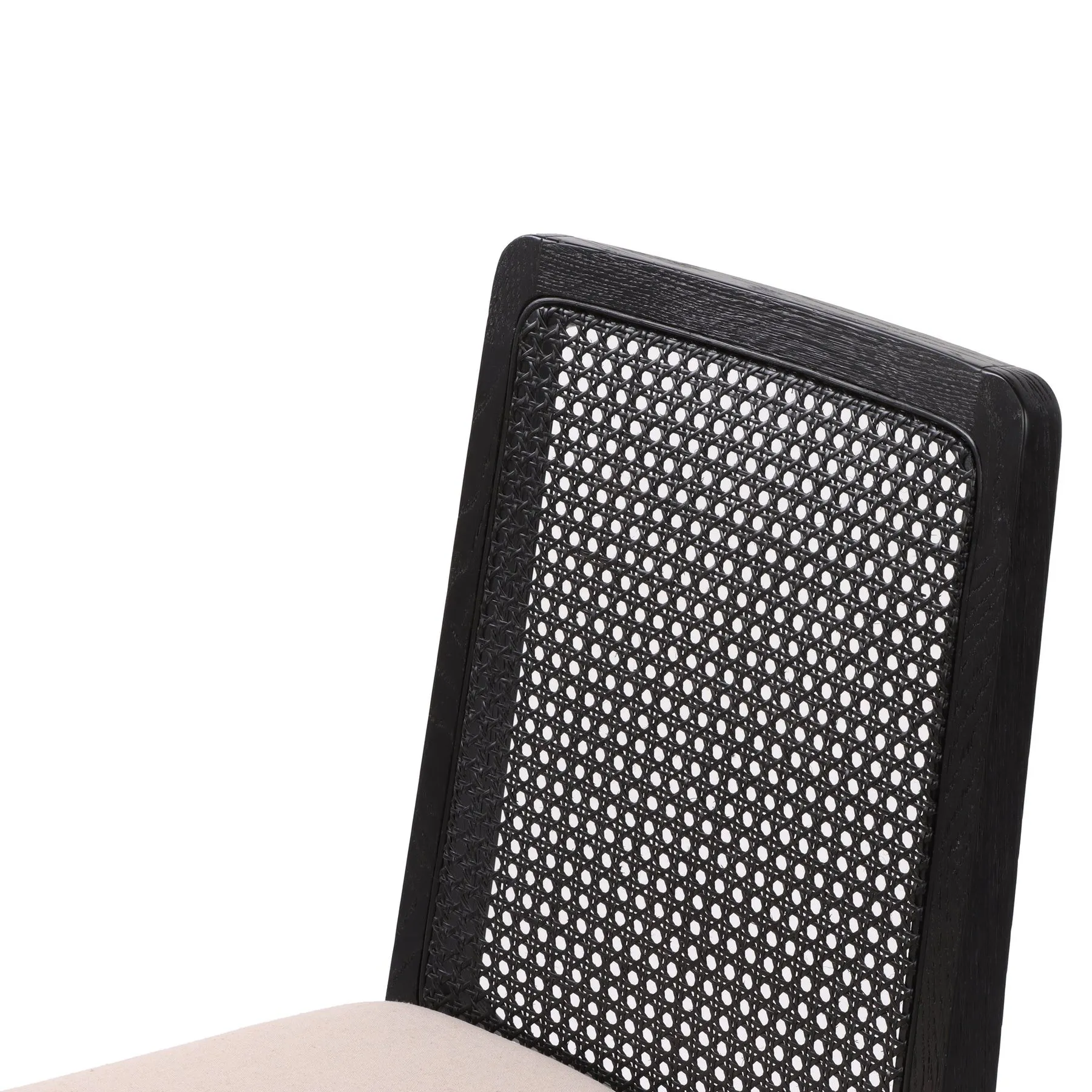 Cane Dining Chair - Black/Linen