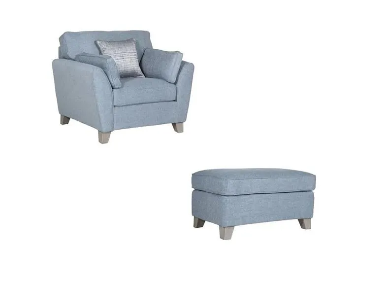 Cantrell Blue Armchair W/Optional Stool