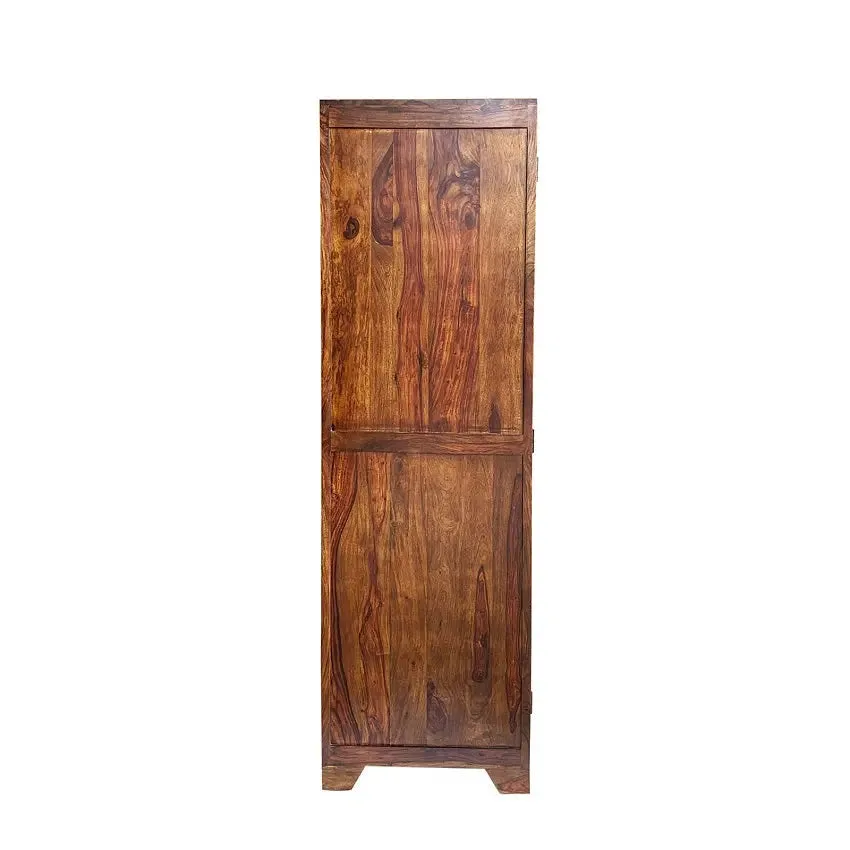 Dravidian Hand Carved Solid Wood 2 Door Wardrobe