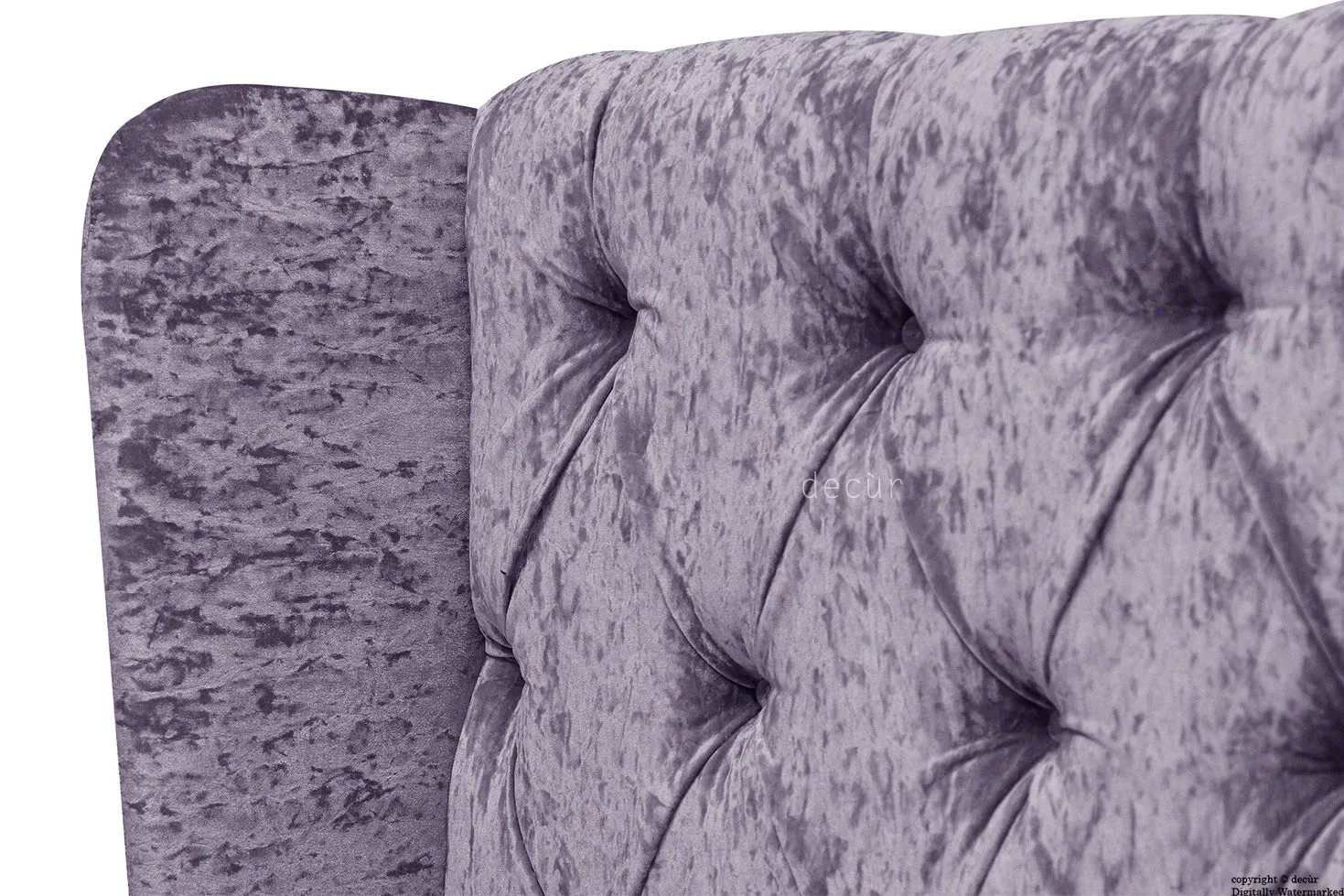 Eliza Winged Buttoned Crushed Velvet Headboard - Grape