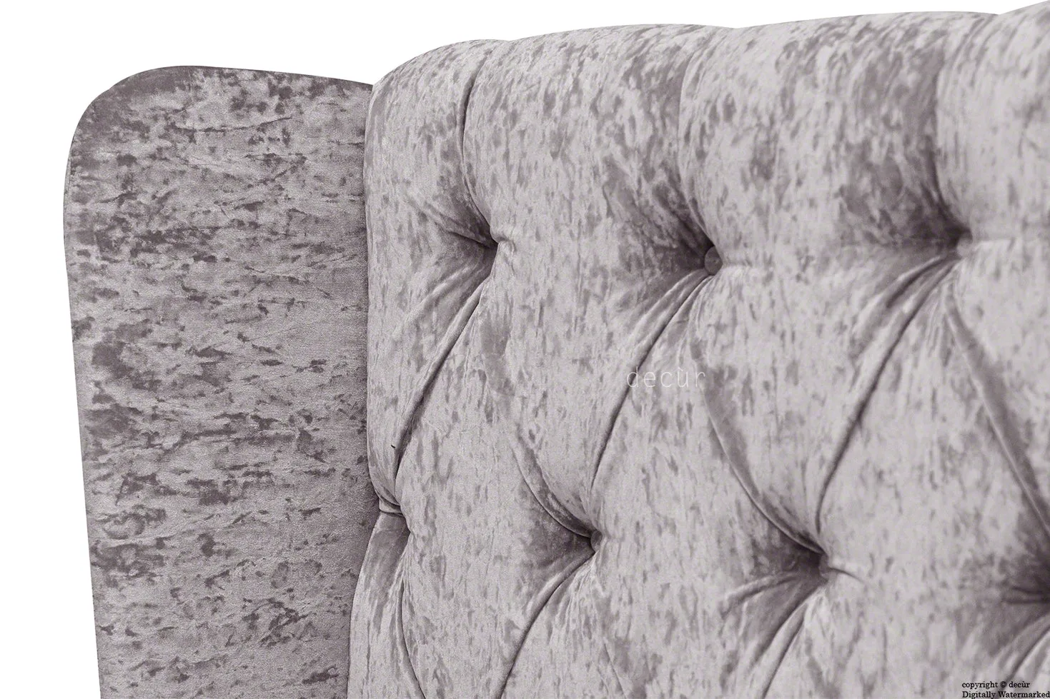 Elizabeth Winged Buttoned Crushed Velvet Headboard - Fossil