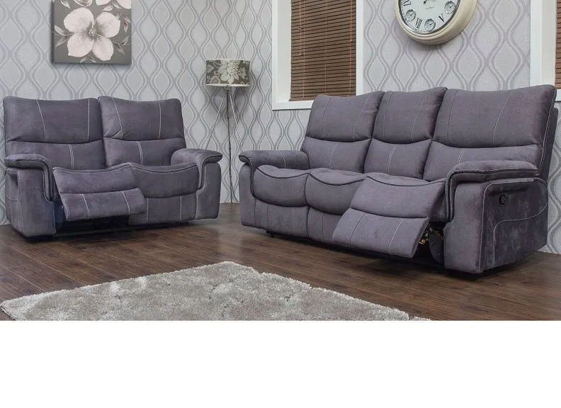 Emilio Modern Grey Reclining 2-Seat Sofa with Plush Comfort and Sleek Design