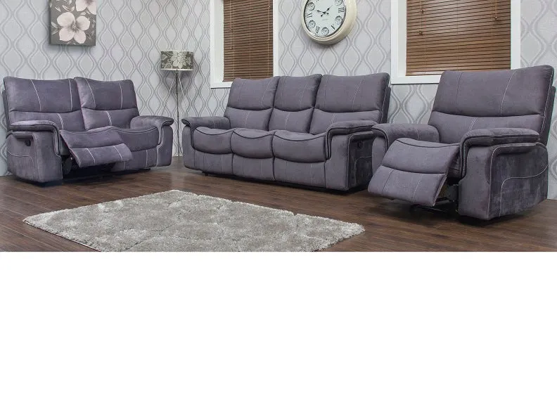 Emilio Modern Grey Reclining 2-Seat Sofa with Plush Comfort and Sleek Design