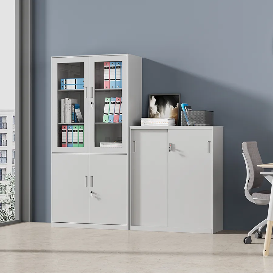 Modern Hanley Metal Sliding Door Storage Cabinet with Lock