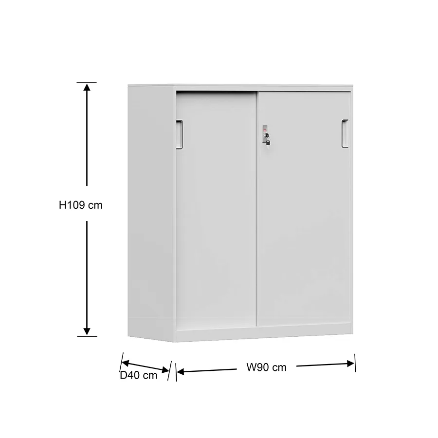 Modern Hanley Metal Sliding Door Storage Cabinet with Lock