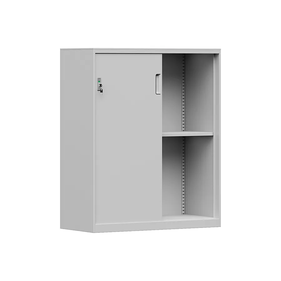 Modern Hanley Metal Sliding Door Storage Cabinet with Lock