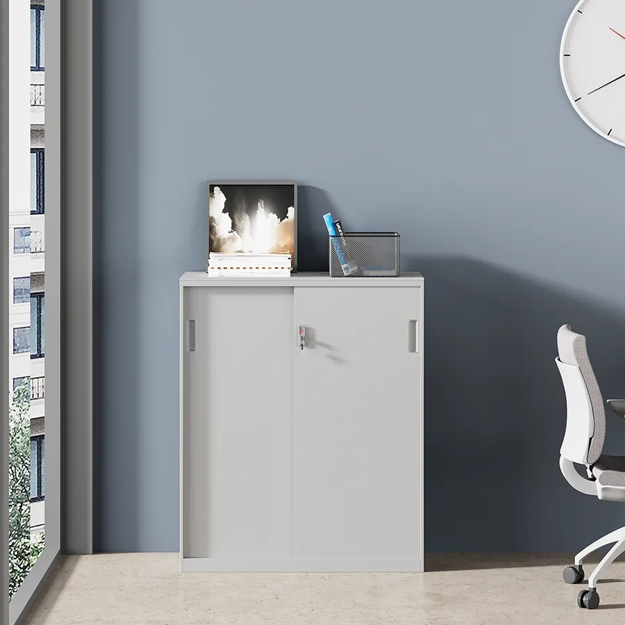 Modern Hanley Metal Sliding Door Storage Cabinet with Lock