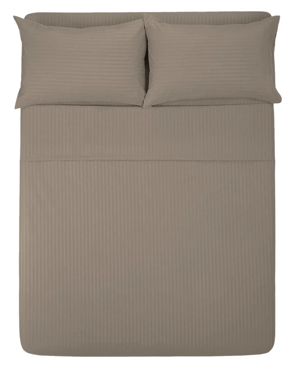 Heart Home Lining Design Cotton Double Bedsheet with 2 Pillow Covers, 90"x100" (Brown)-50HH01935