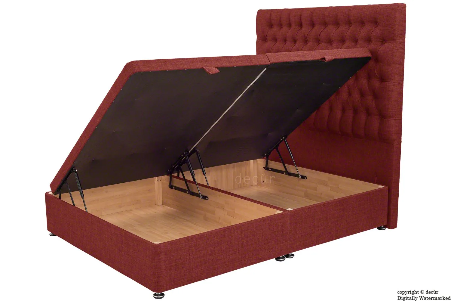 Kensington Linen Upholstered Ottoman Bed - Wine