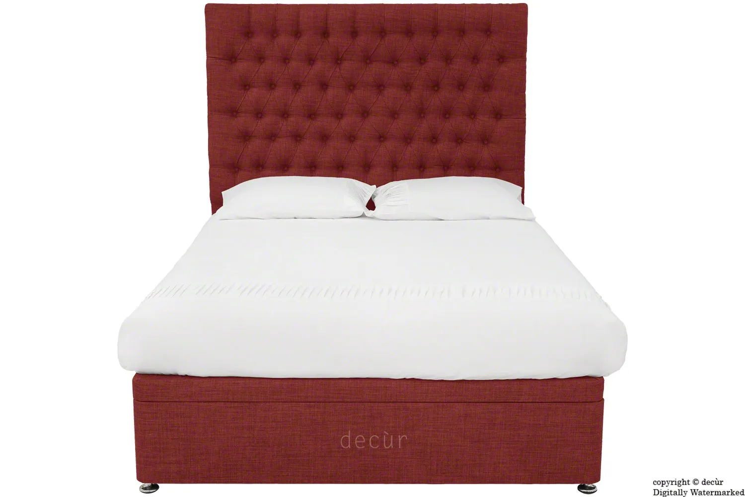 Kensington Linen Upholstered Ottoman Bed - Wine