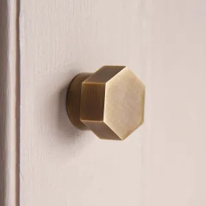 Light Antique Brass Hex Cabinet Knob