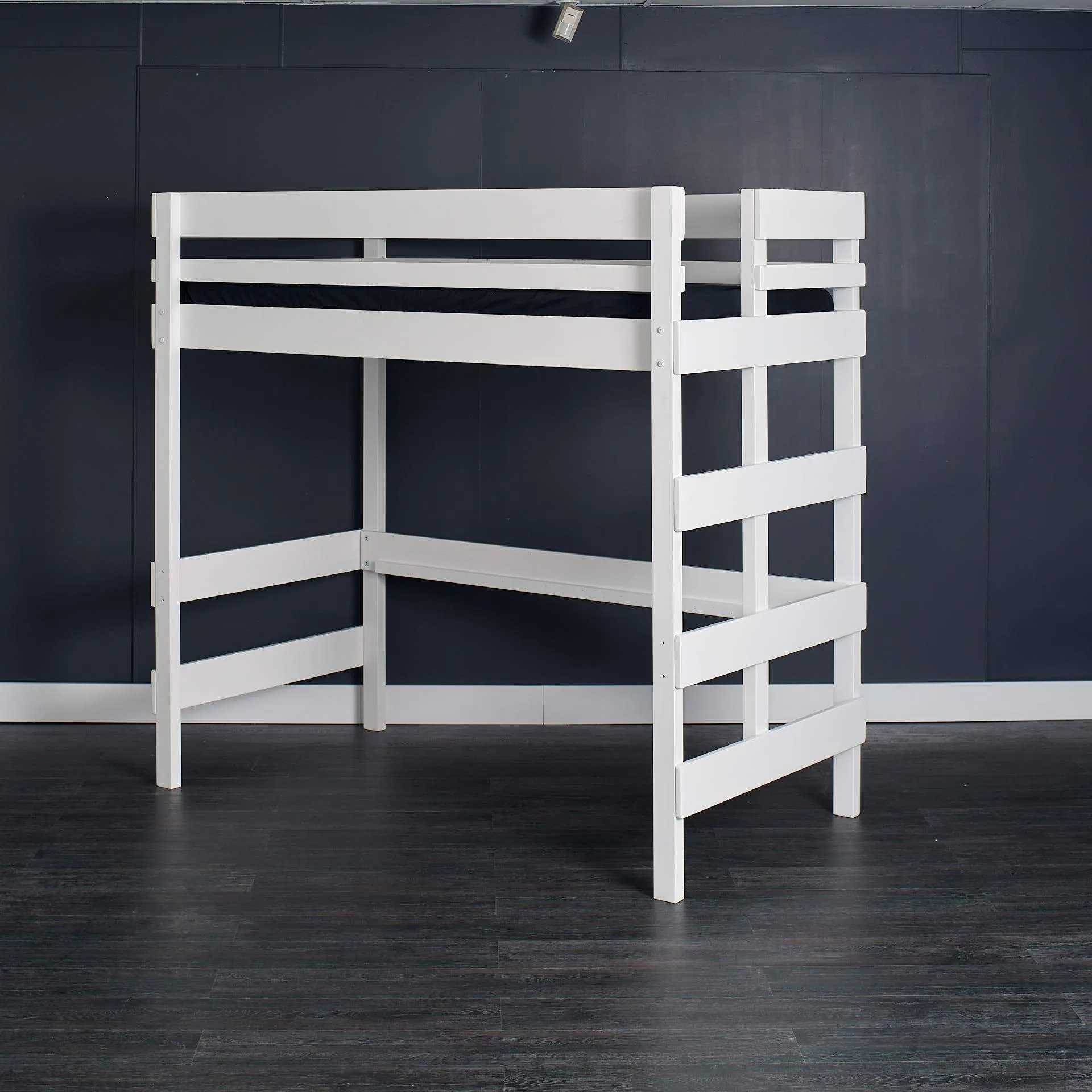 Loft Bed with Quad Desk and Pedestal Shelf Unit
