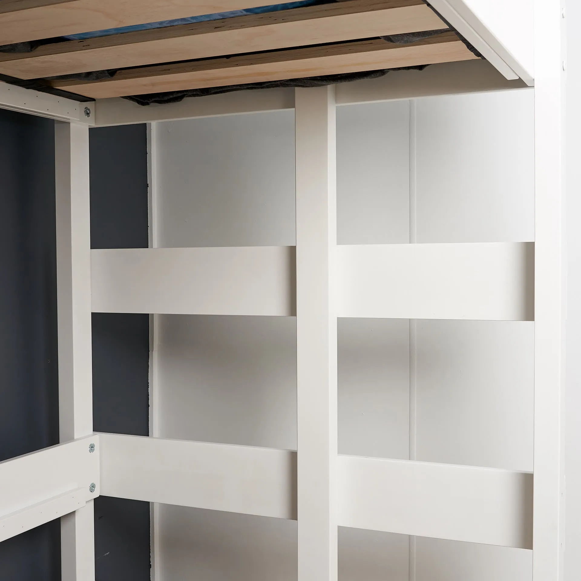 Loft Bed with Quad Desk   Pedestal Shelf Unit and Small Bookcase
