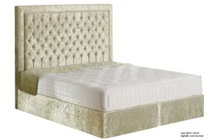 Mayfair Buttoned Crushed Velvet Bed - Pearl