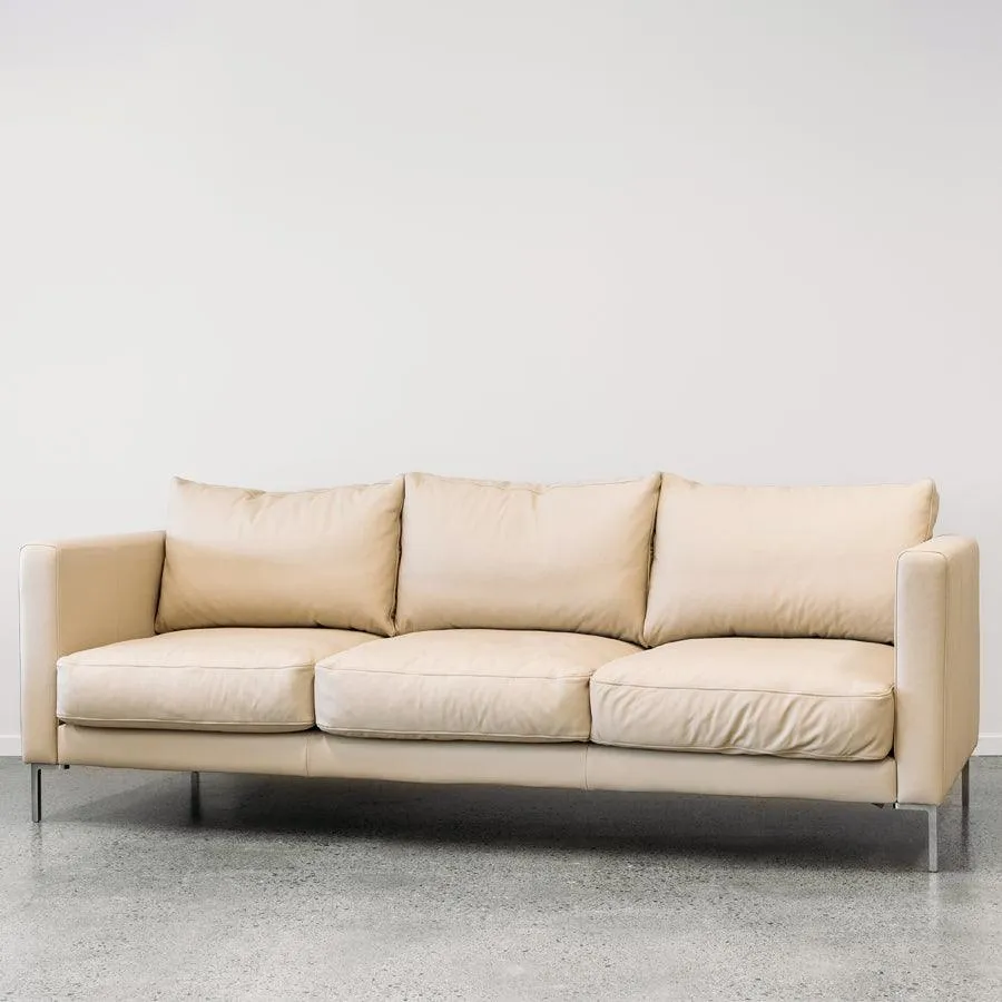 Monterey Leather 3 Seat Sofa - Matisse Chalk