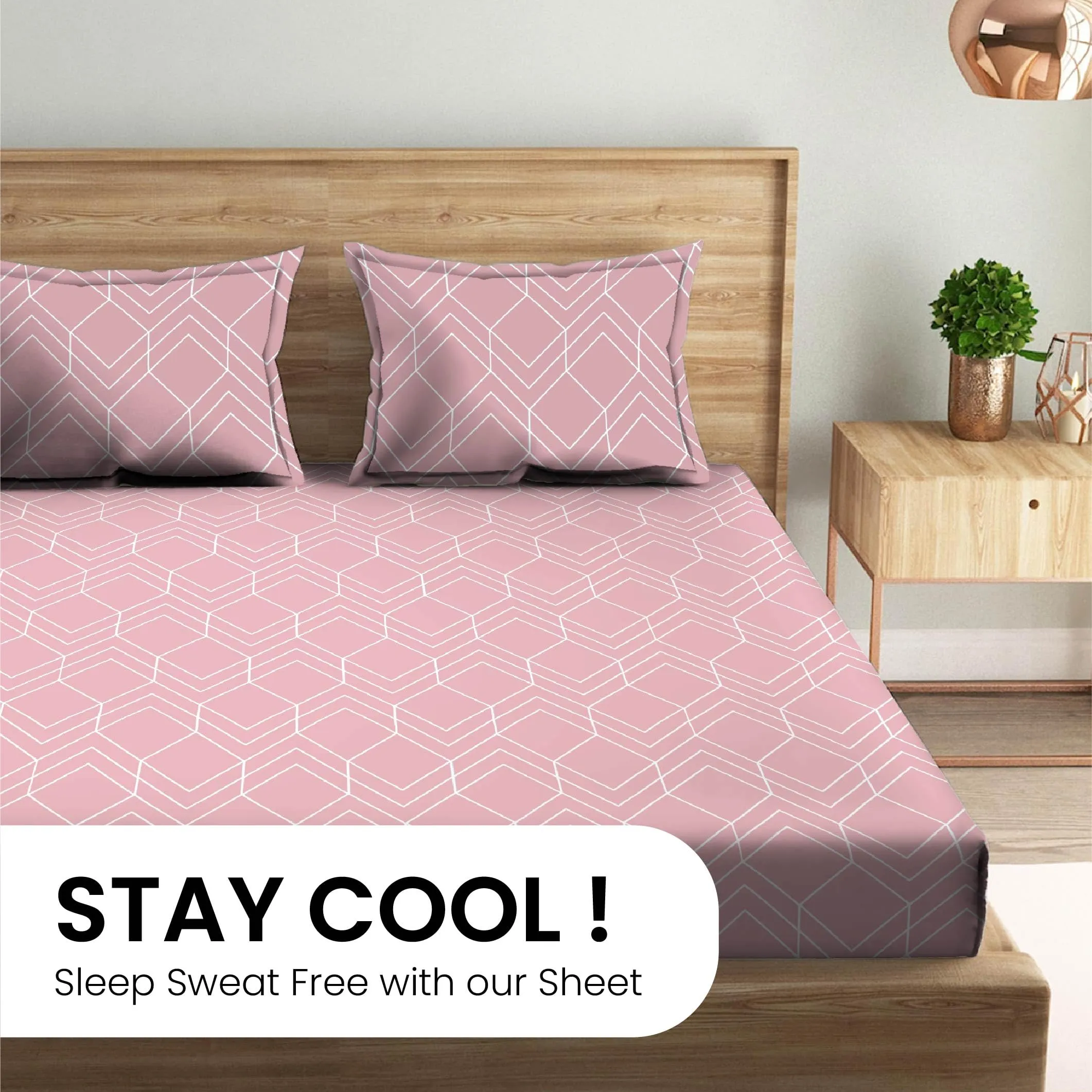 Mush 100% Bamboo Printed King Size Bed Sheet 108x108 inches | 300TC Bedsheet for Double bed | Ultra Soft, Naturally Anti Microbial & Cooling Double Bed Luxury Sheets | Pack of 1, Soft Lavender