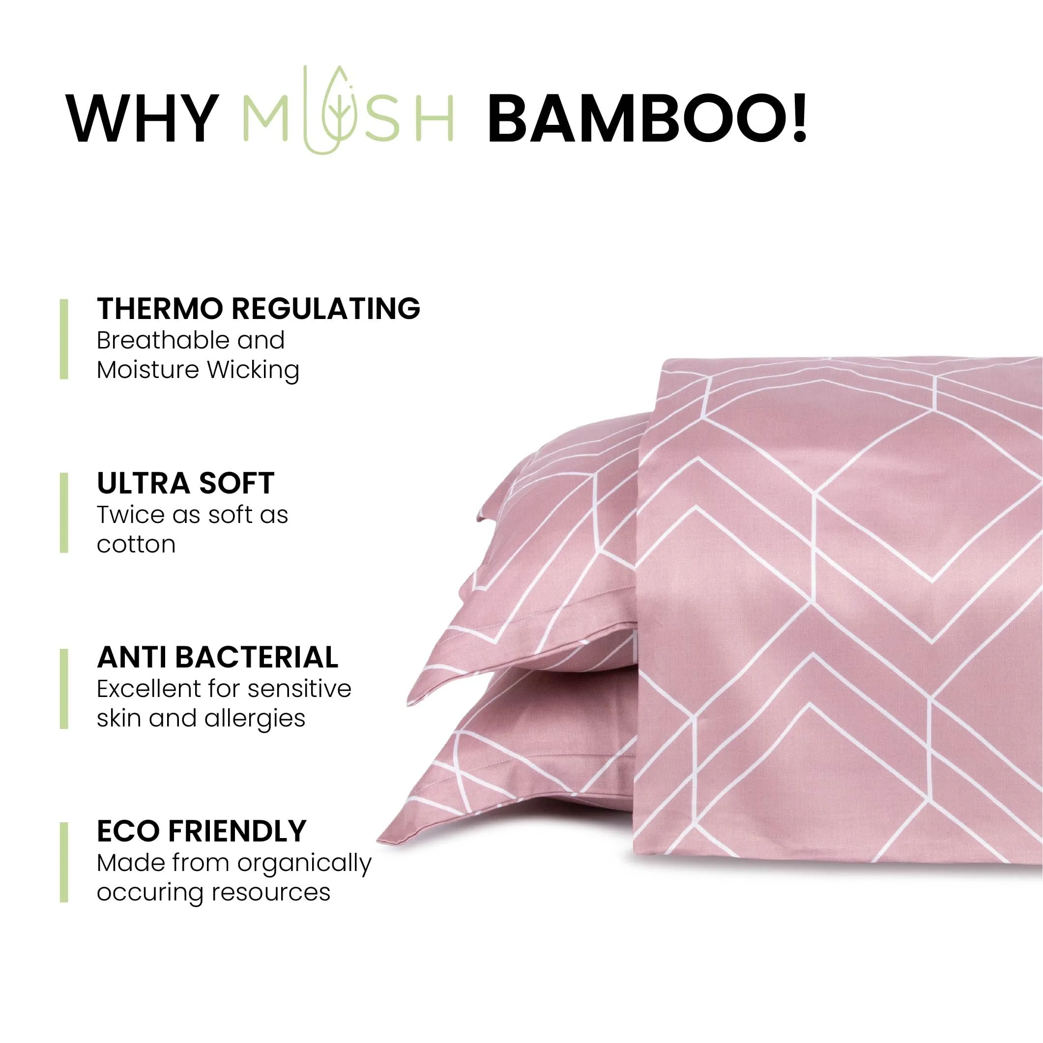 Mush 100% Bamboo Printed King Size Bed Sheet 108x108 inches | 300TC Bedsheet for Double bed | Ultra Soft, Naturally Anti Microbial & Cooling Double Bed Luxury Sheets | Pack of 1, Soft Lavender
