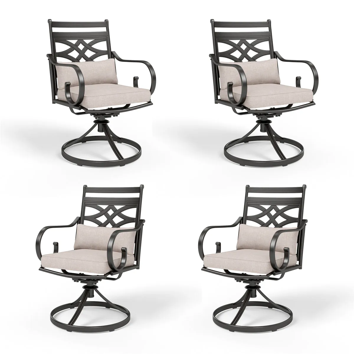 PHI VILLA Knit Mesh Pattern Patio Dining Chairs