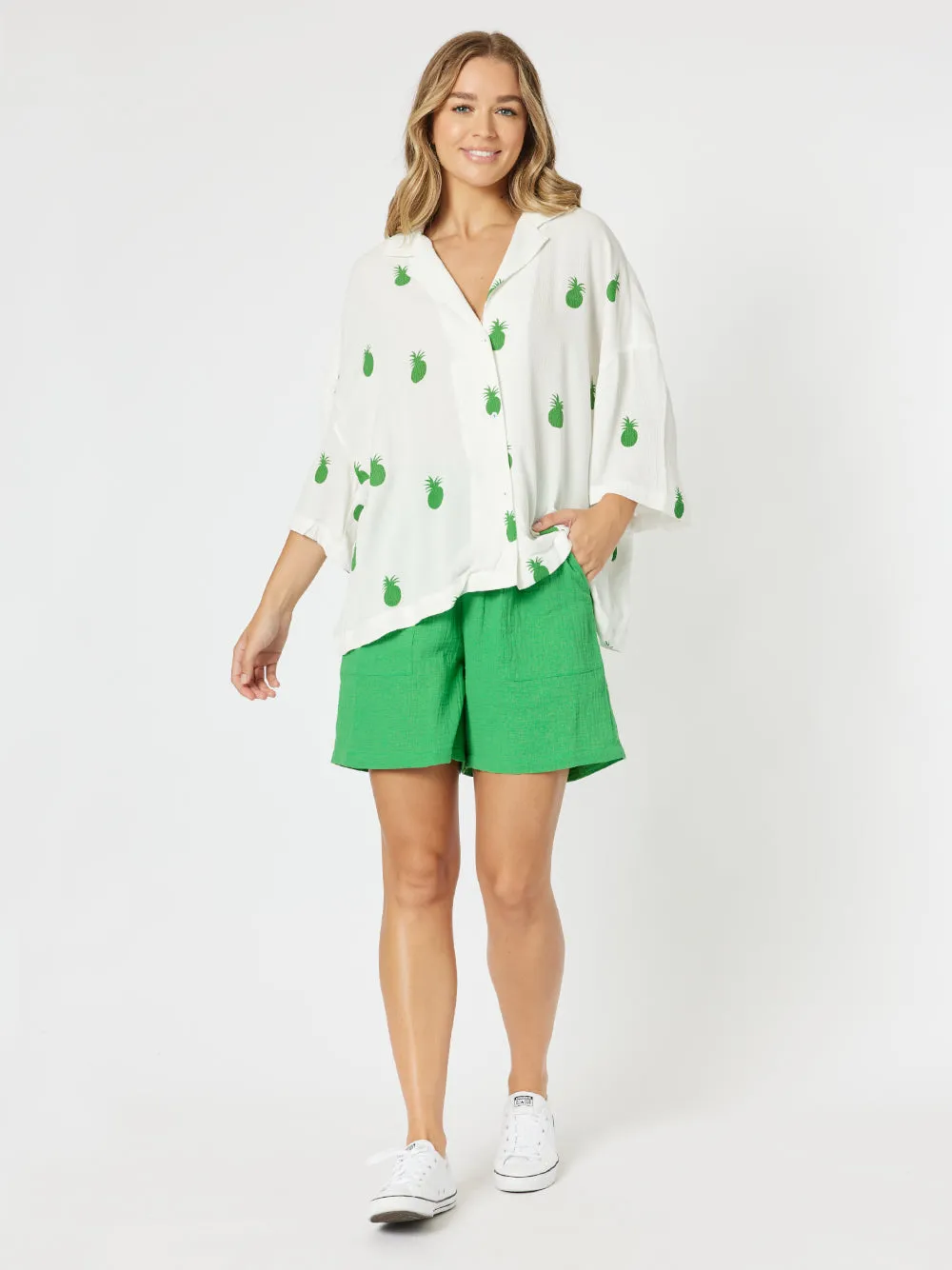 Pineapple Shirt - White/Emerald