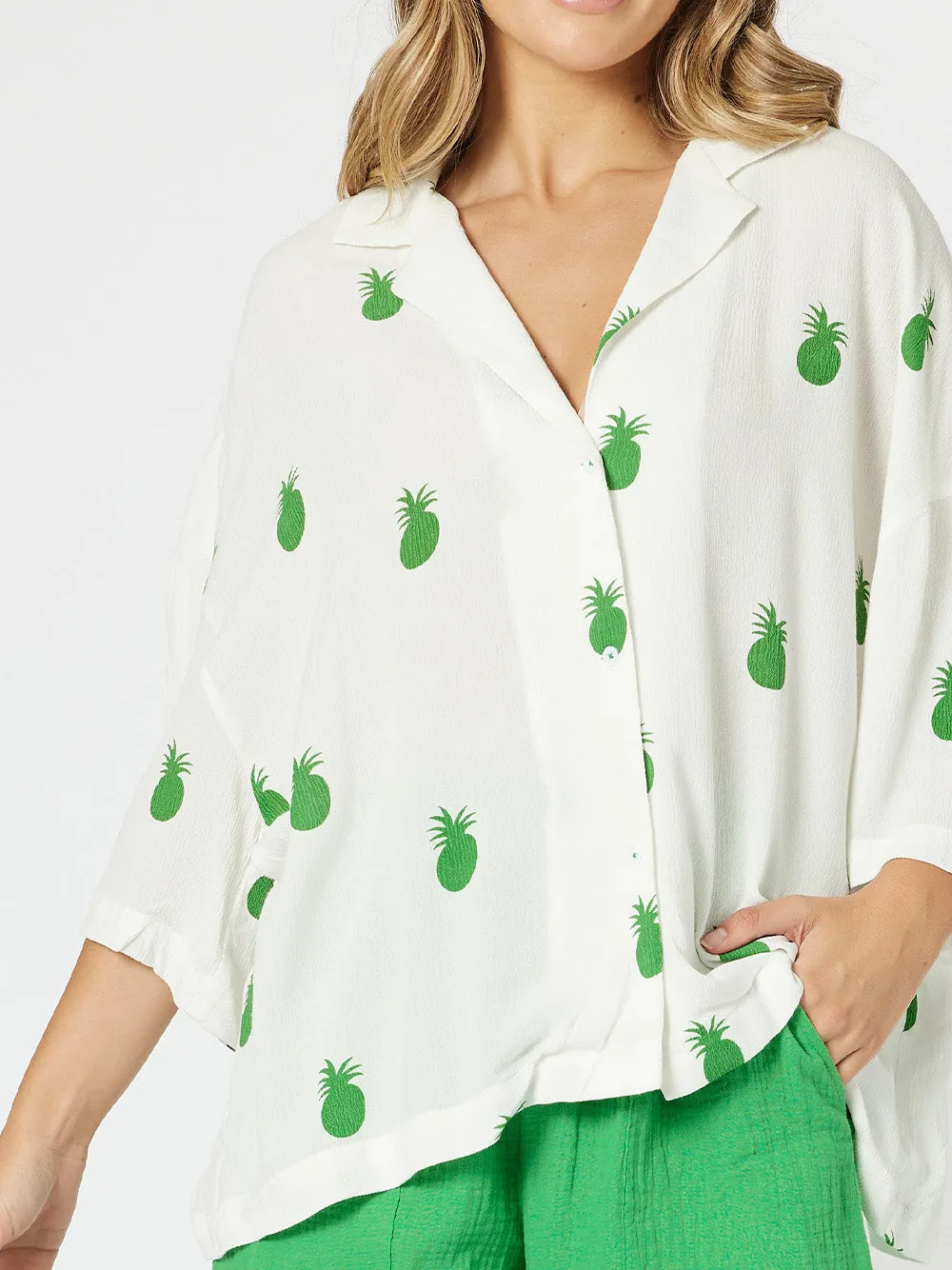 Pineapple Shirt - White/Emerald