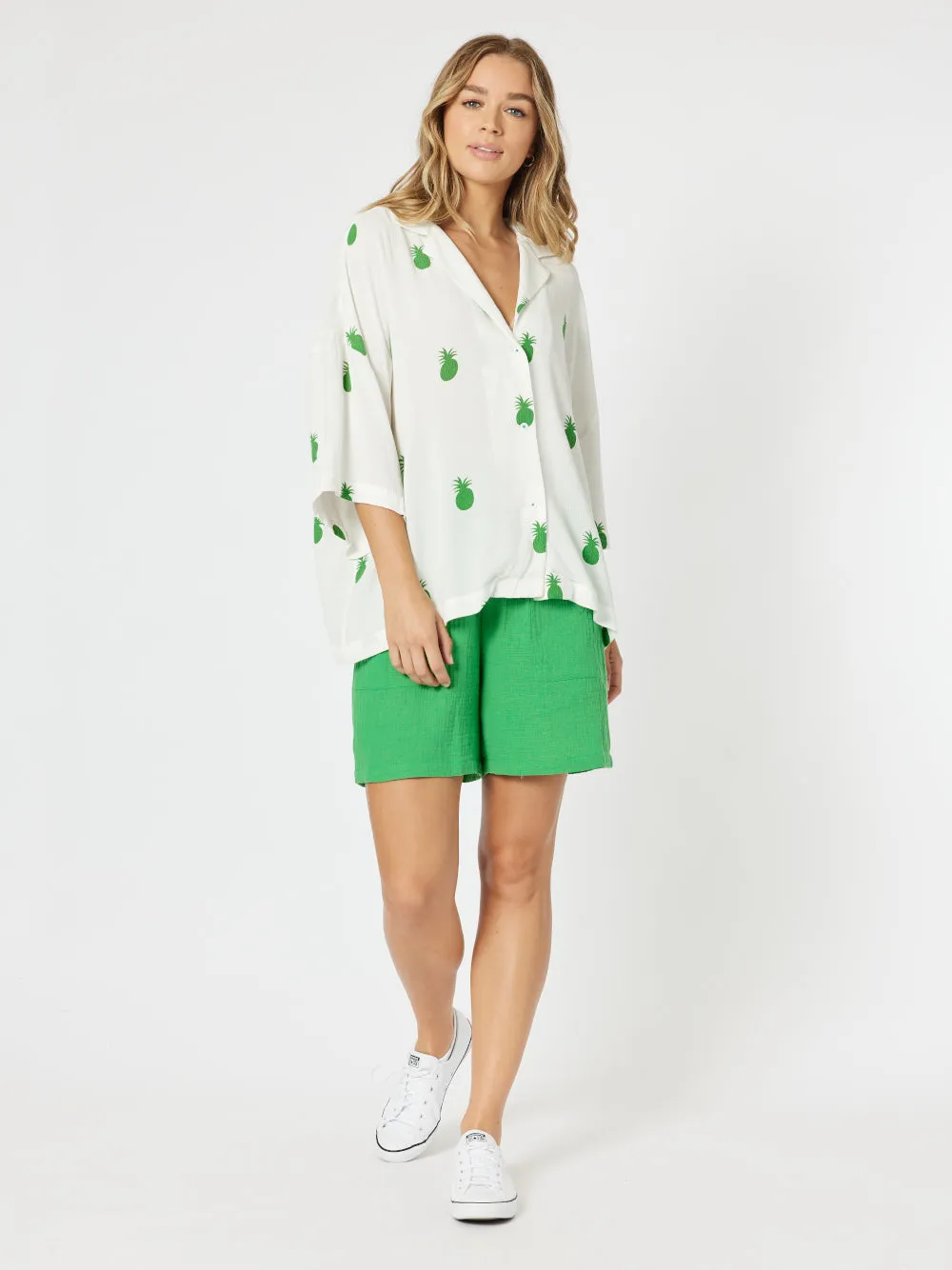 Pineapple Shirt - White/Emerald