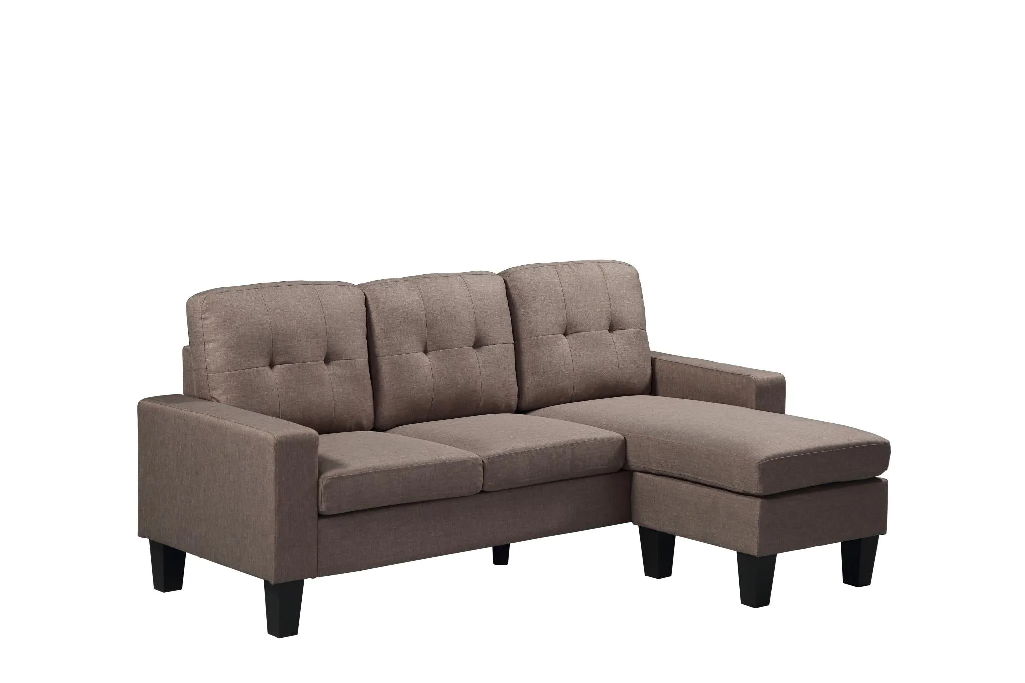 REVERSIBLE SOFA SET WITH OTTOMAN IN GREY LINEN