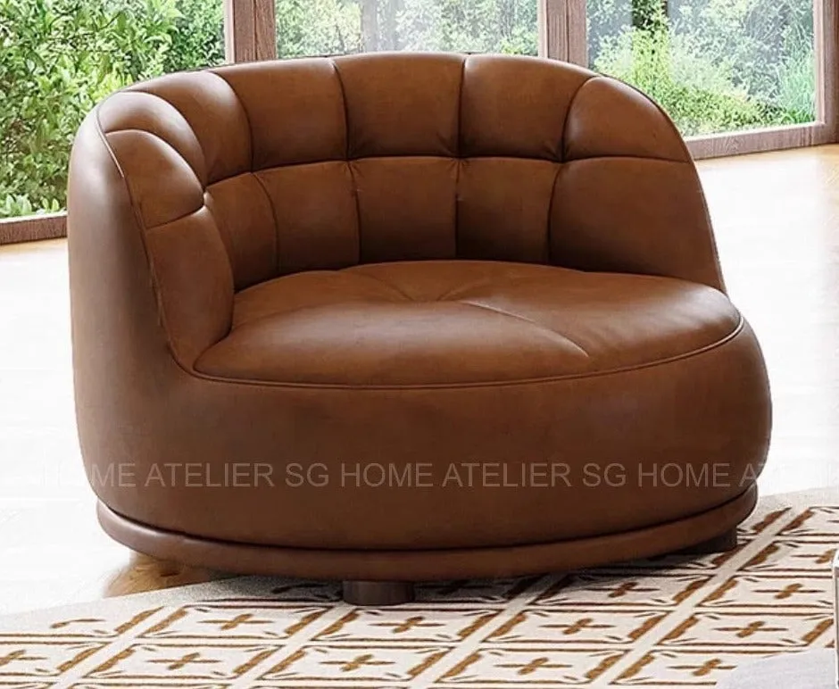 Rickford Revolving Swivel Chair Leather Sofa