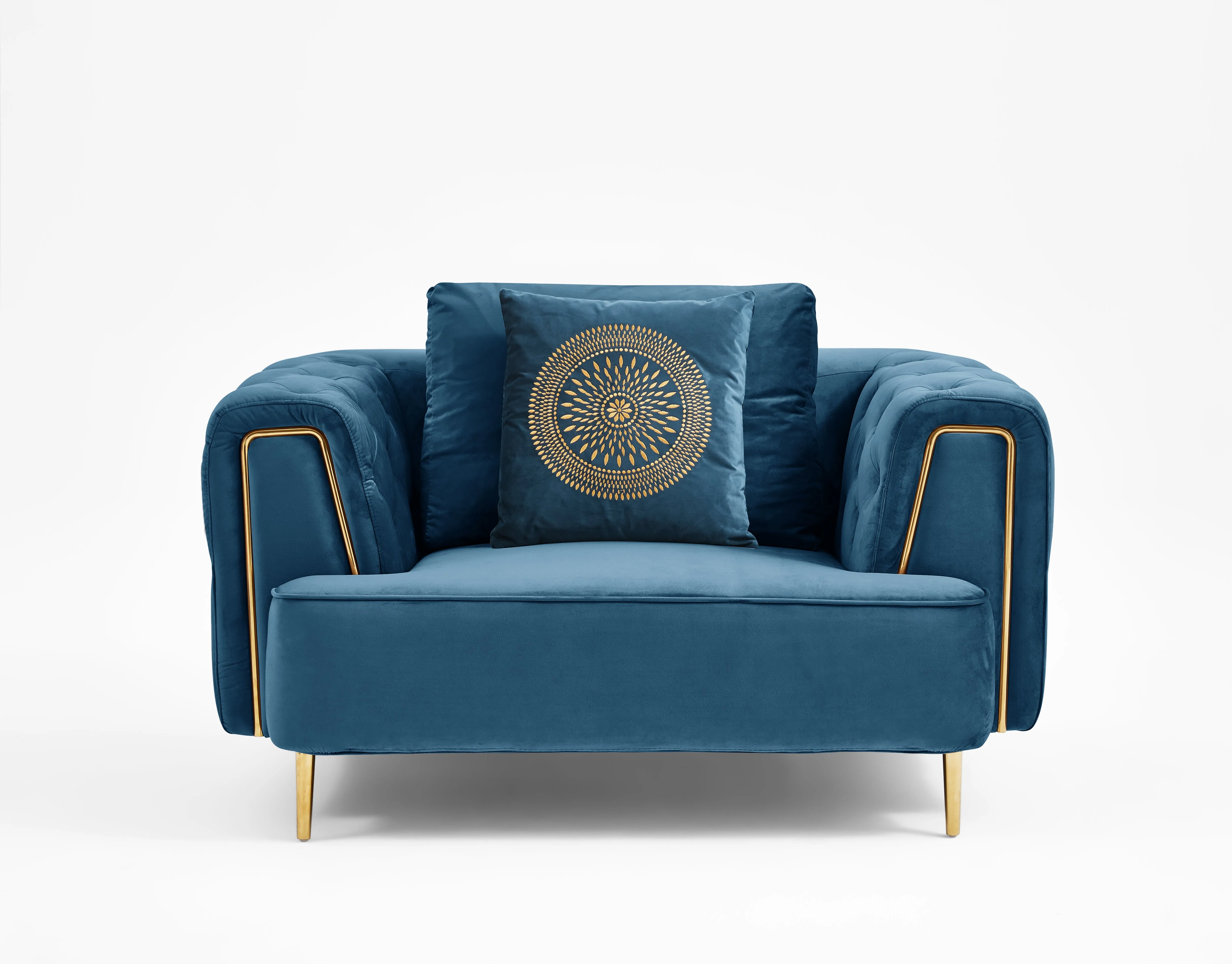 Luxurious Rubeza Sofia Dark Blue Velvet Armchair for Elegant Living Room Decor