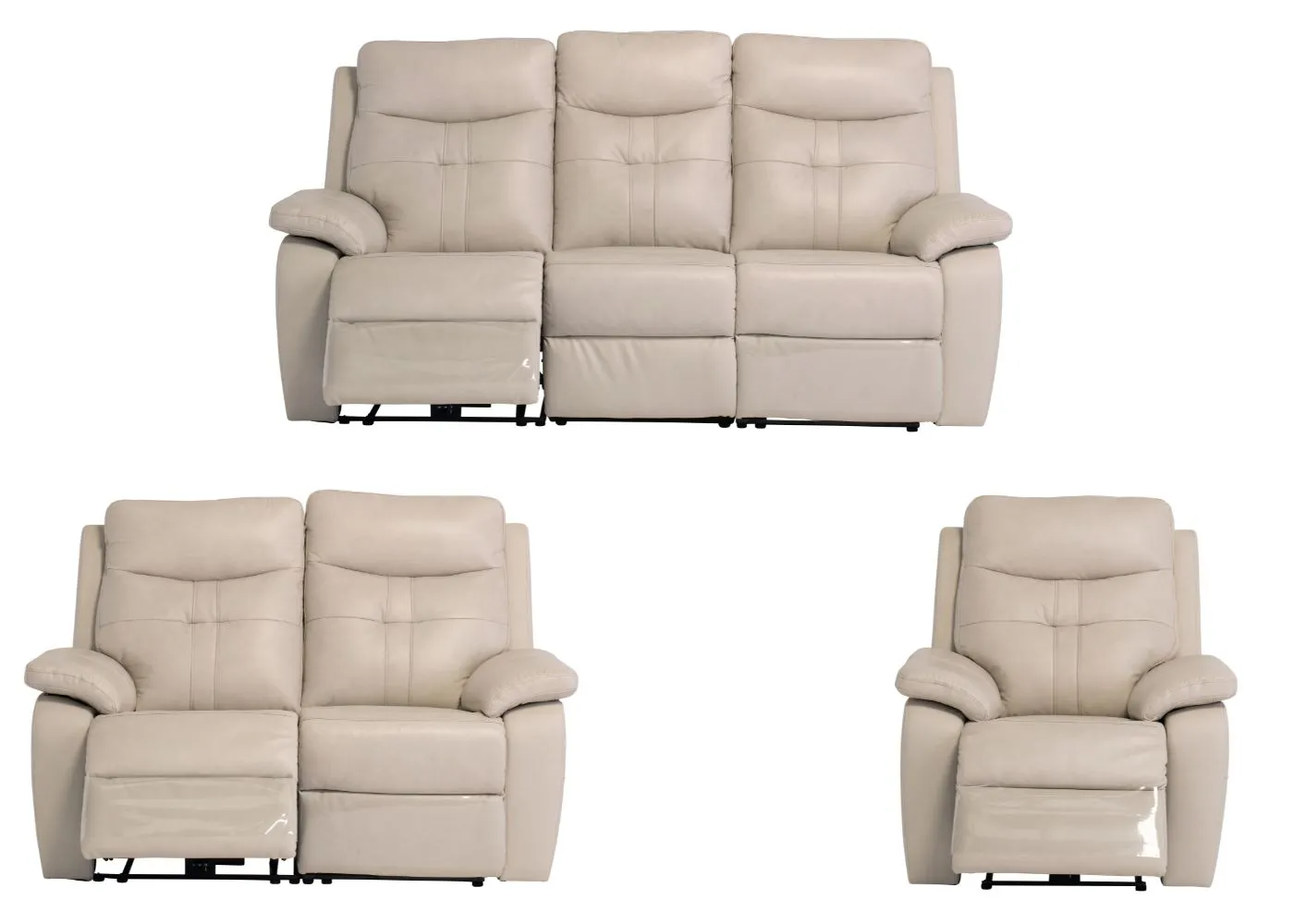 Solero Full Leather Light Stone Electric Reclining Sofa Range