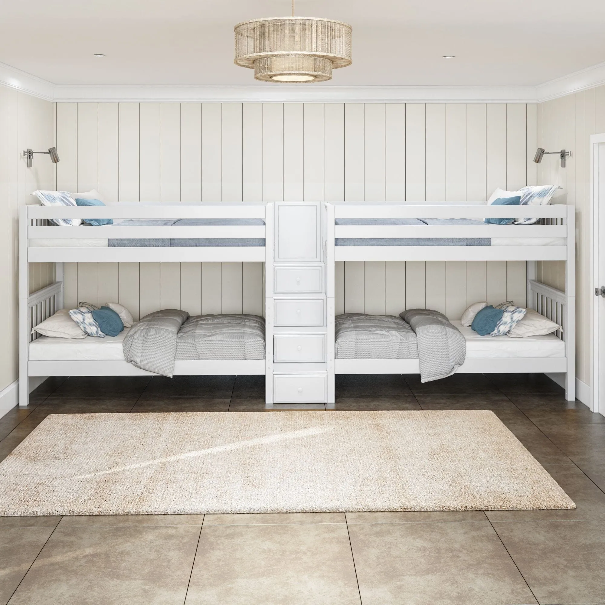 Twin XL Quad Bunk with Stairs in Middle