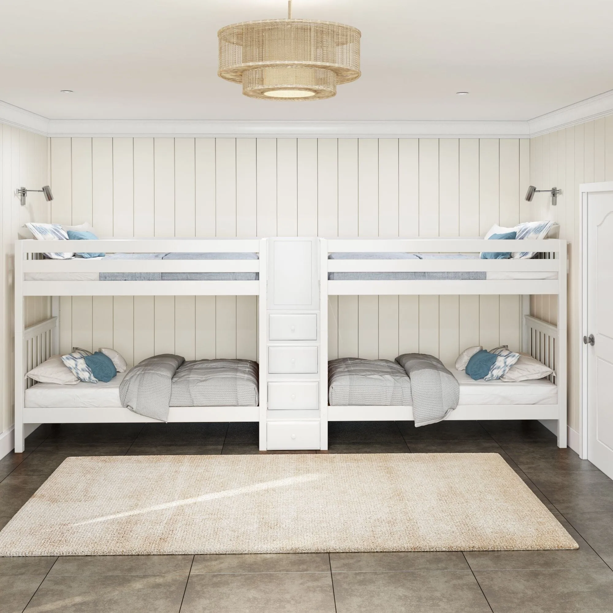 Twin XL Quad Bunk with Stairs in Middle