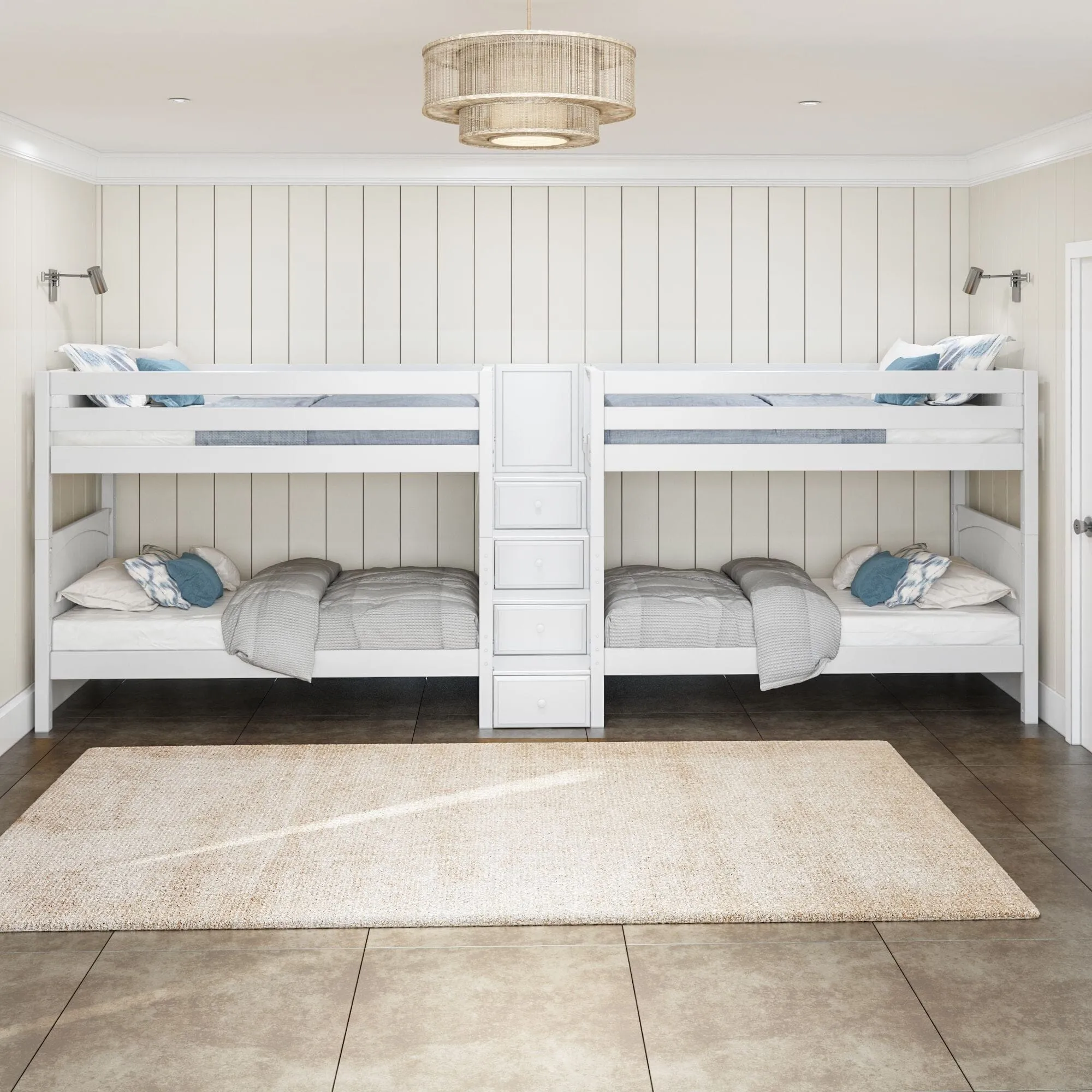 Twin XL Quad Bunk with Stairs in Middle