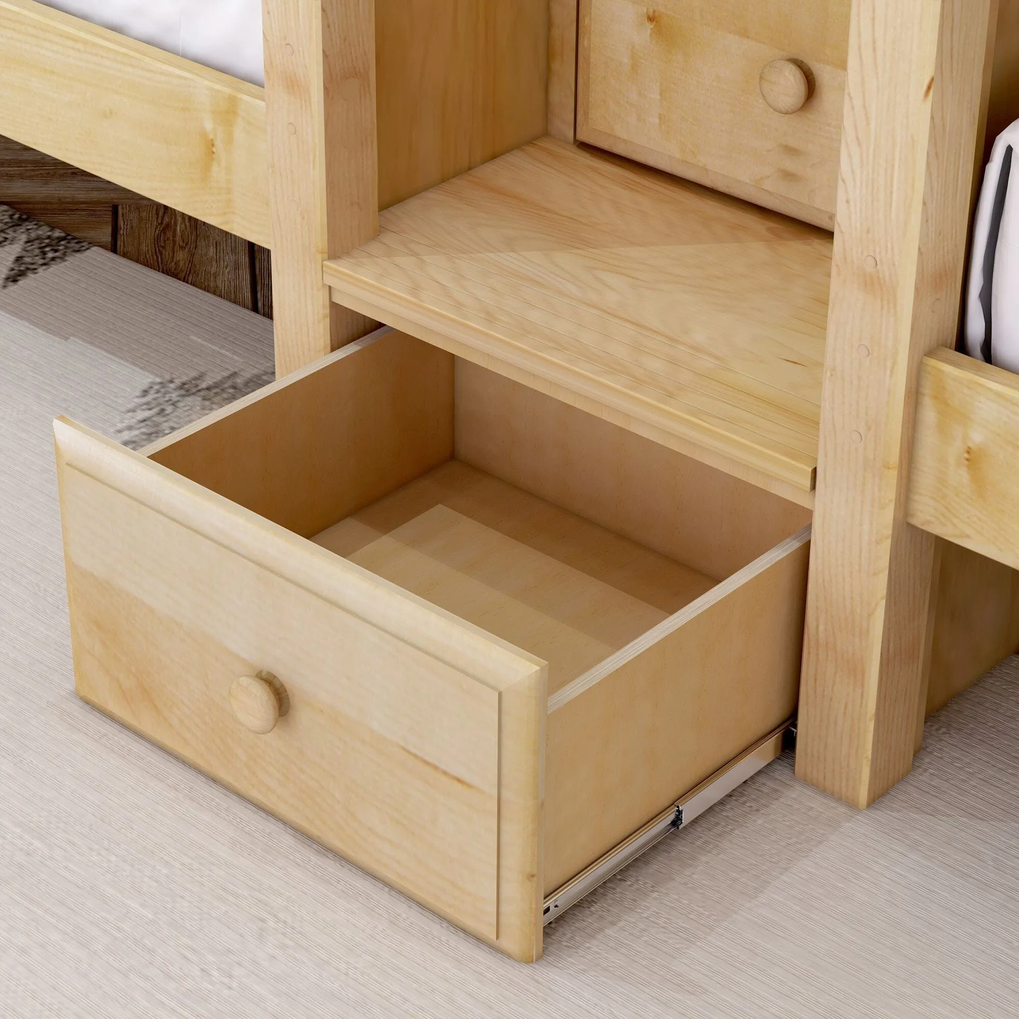 Twin XL Quad Bunk with Stairs in Middle