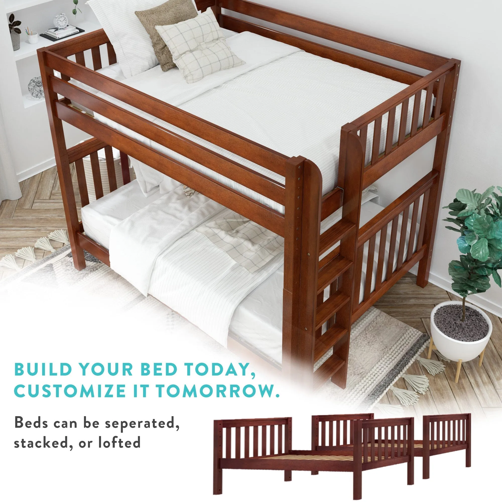 Twin XL Quad Bunk with Stairs in Middle