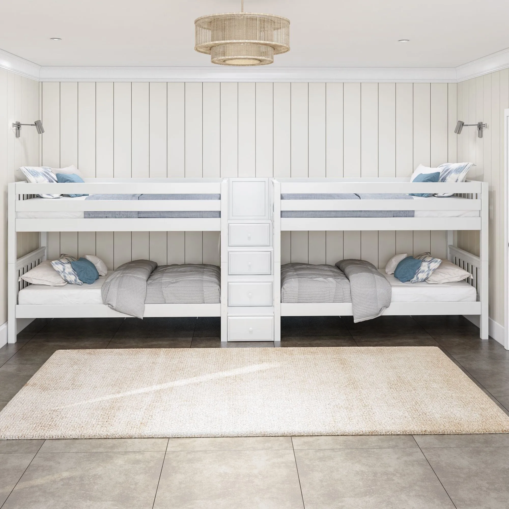 Twin XL Quad Bunk with Stairs in Middle