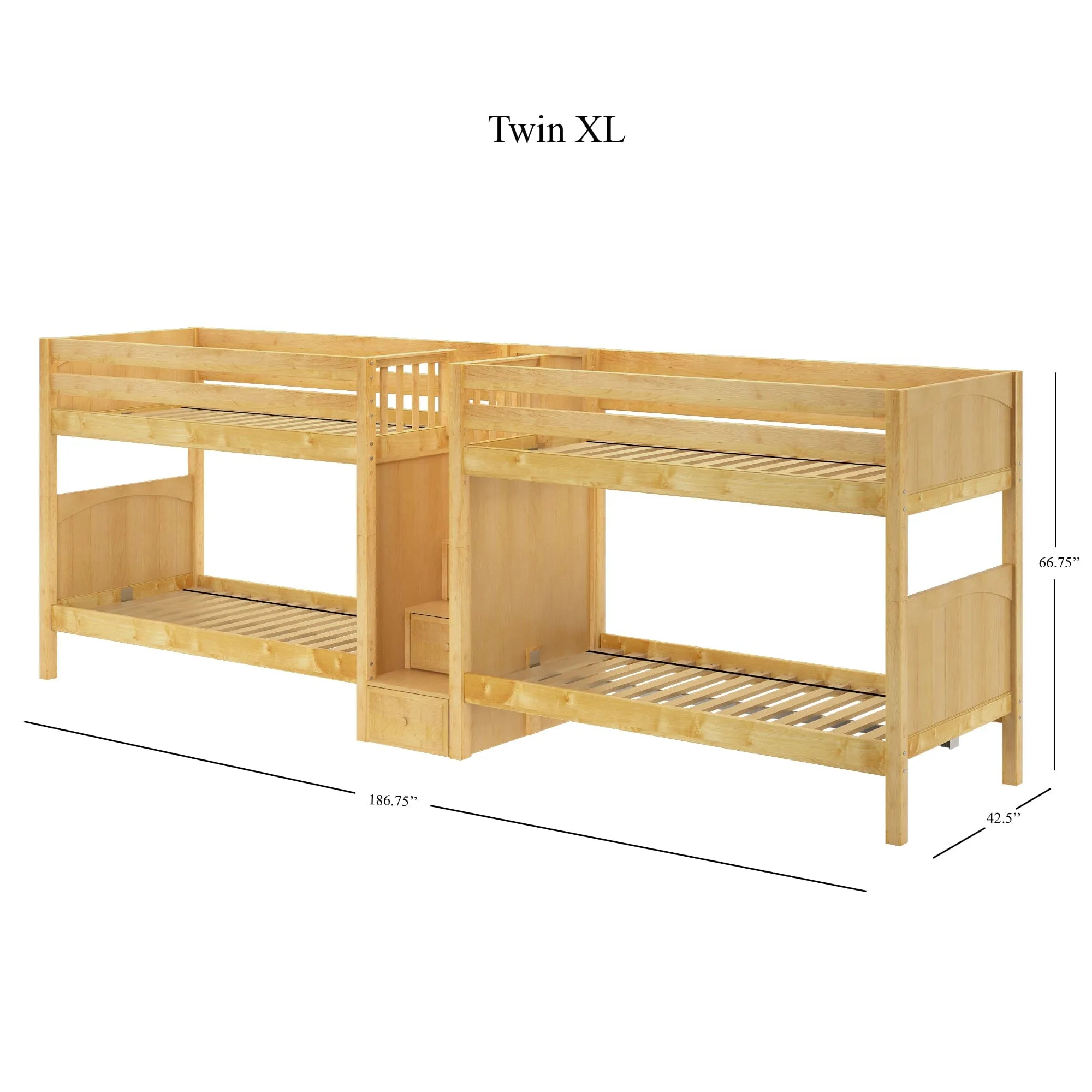Twin XL Quad Bunk with Stairs in Middle