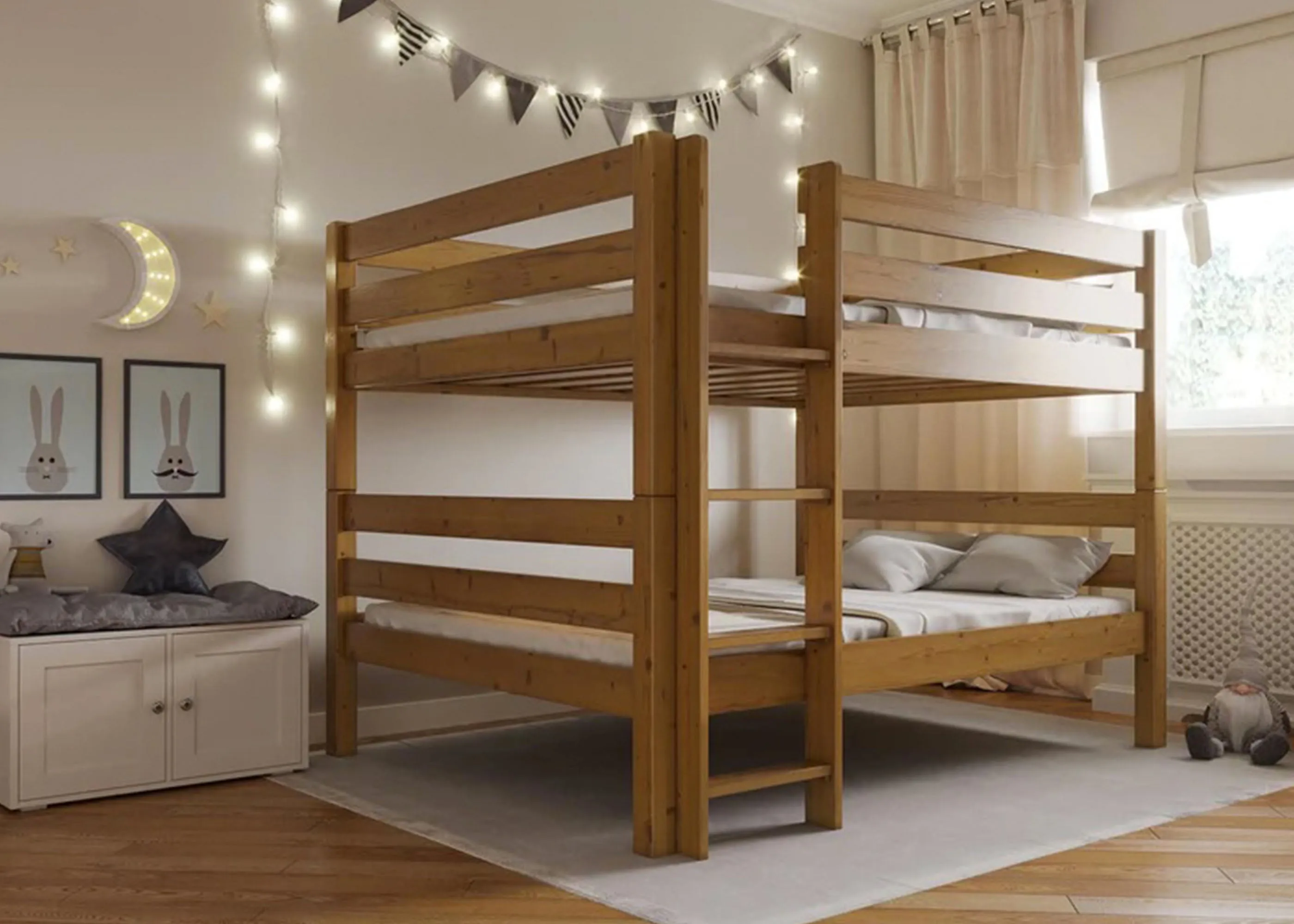 Wood Quadruple Bunk